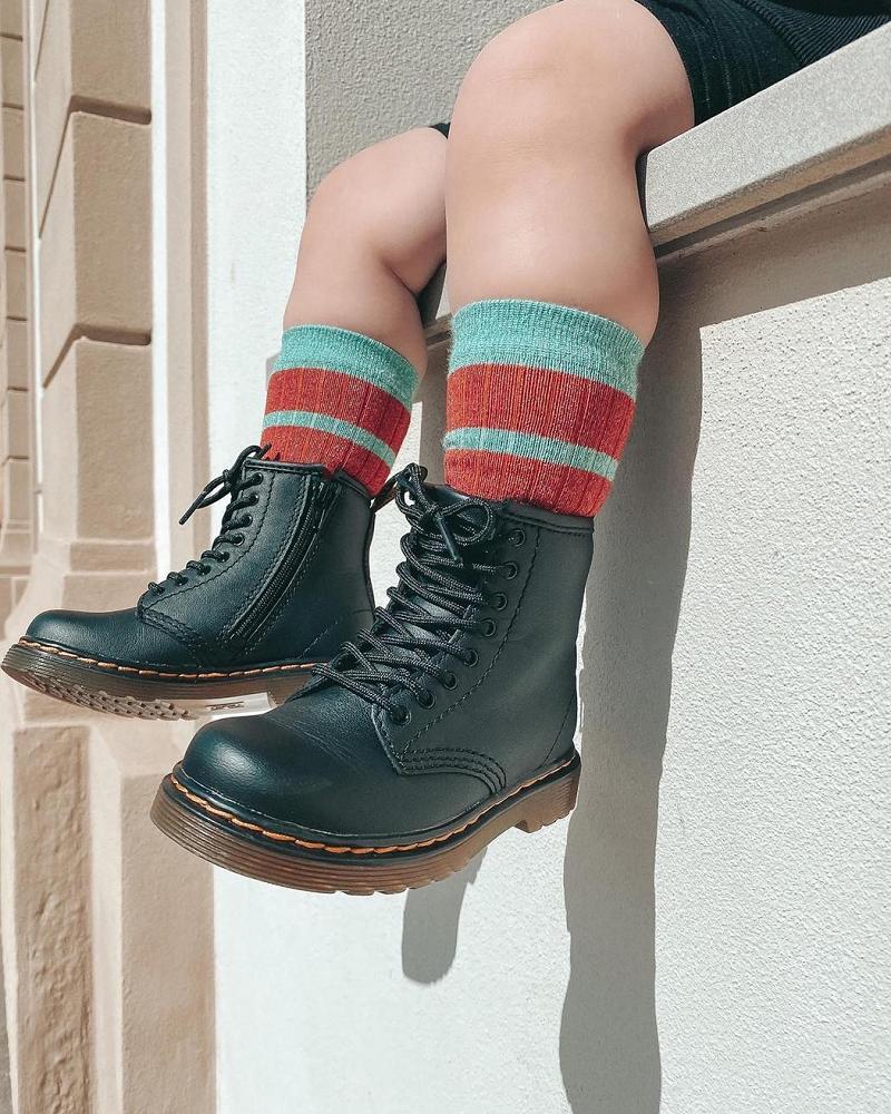 Dr Martens Toddler 1460 Softy T Leren Veterlaarzen Kinderen Zwart | NL 11WNB